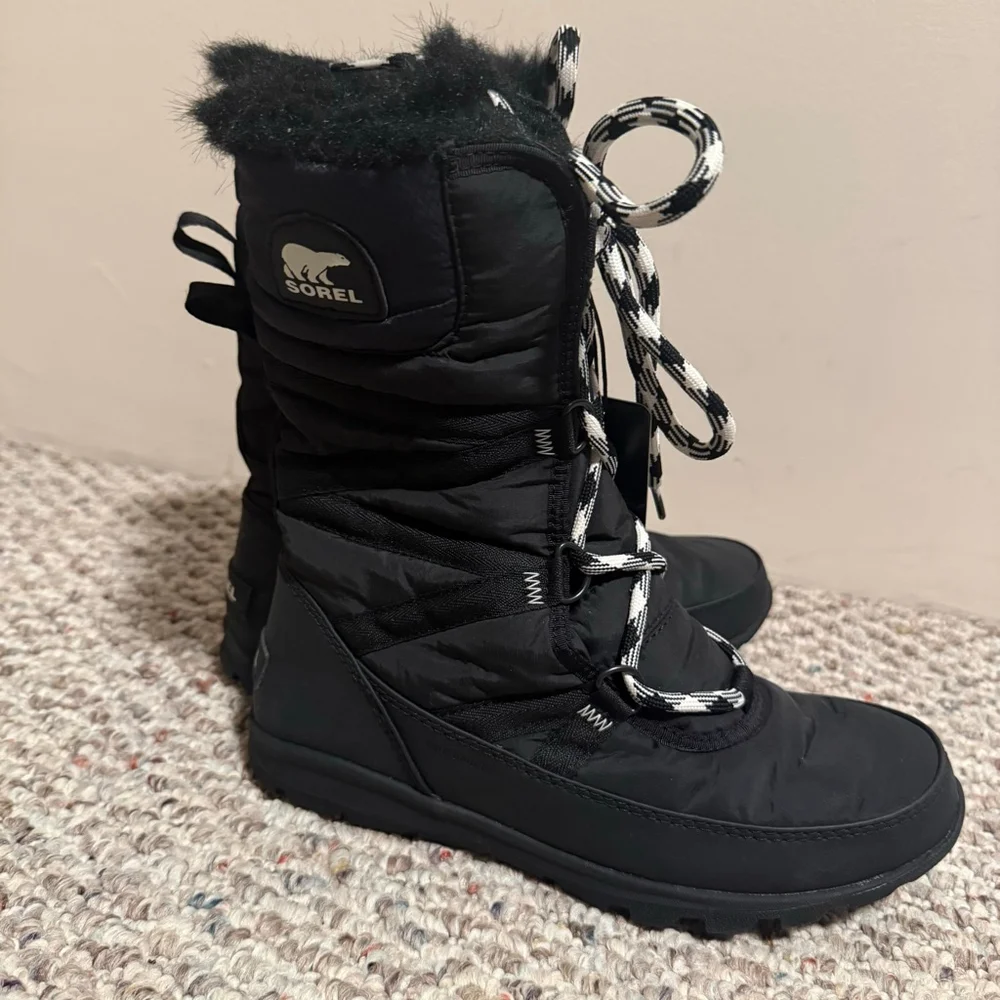 NWT Sorel Women's Whitney Tall II Black Waterproof Fleece-Lined Boots- Size 7